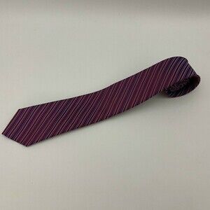 Joseph Abboud Men's Tie Necktie Purple Blue Striped 100% Silk
